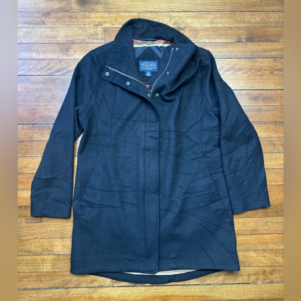 Pendleton Men's Black Wool Blend Full-zip Coat